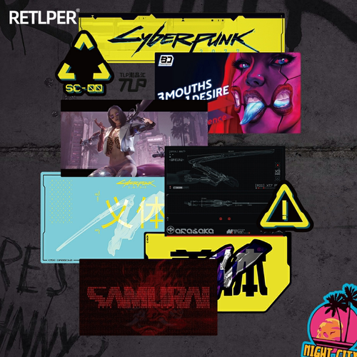 赛博朋克夜之城武士反光车贴