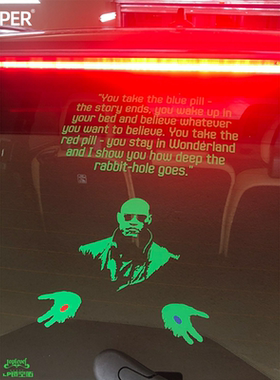 TLP镂空车贴 黑客帝国Matrix摩菲斯Morpheus红蓝丸经典电影贴纸