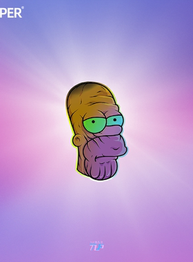 TLP镭射车贴 辛普森荷马灭霸Simpsons复联恶搞变色幻彩贴纸