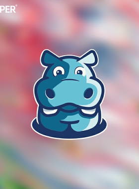 TLP反光车贴 河马可爱动物园蓝色可爱大嘴河马幼儿园贴贴纸