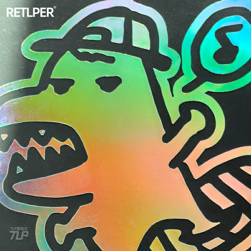 贴纸嘻哈可爱镂空原创冲浪恐龙
