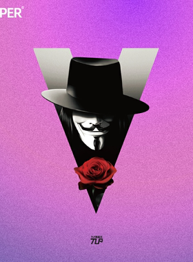 TLP反光车贴 复仇者V字仇杀队Vendetta玫瑰花机车防水平面贴纸