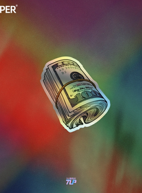 TLP镭射车贴 美国100一百美刀成捆钱RICH变色电镀效果防水贴纸