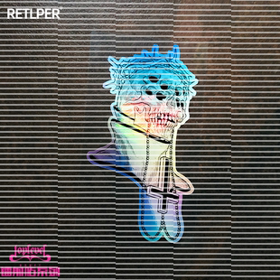 TLP镭射车贴 邪神反十字架荆棘王冠恶魔撒旦个性暗黑系防水贴纸