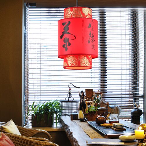 中式羊皮吊灯仿古灯笼火锅店餐厅F茶楼走廊过道圆形阳台小吊灯