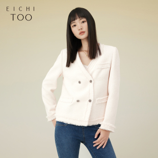 爱居兔秋季 小香风外套 雪尼尔粗花呢优雅时尚