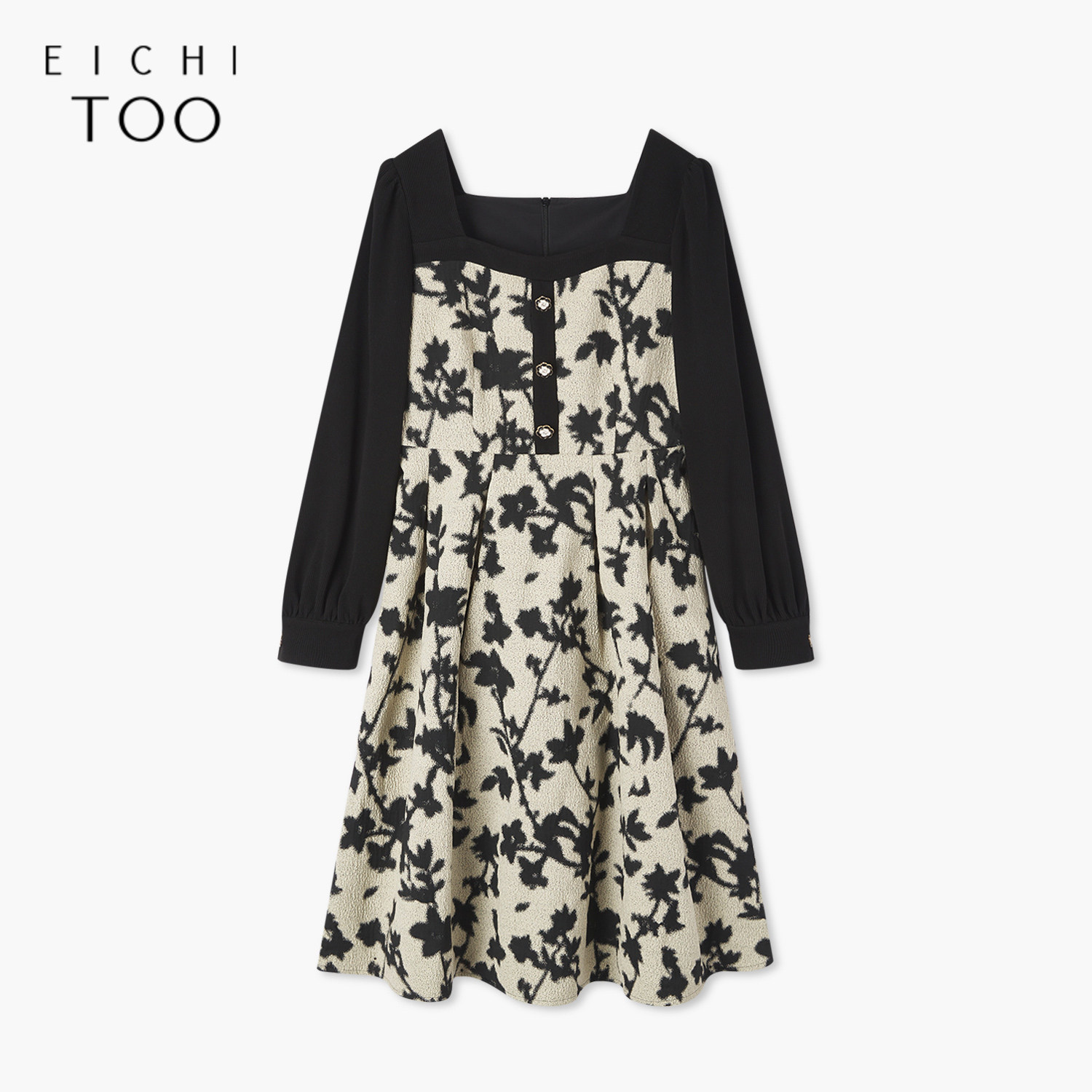 爱居兔秋季拼接面料设计感早秋时尚连衣裙 - 爱居兔官方奥莱旗舰店出品