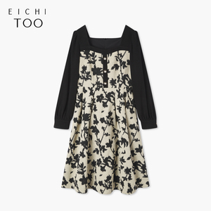 爱居兔秋季拼接面料设计感早秋时尚连衣裙