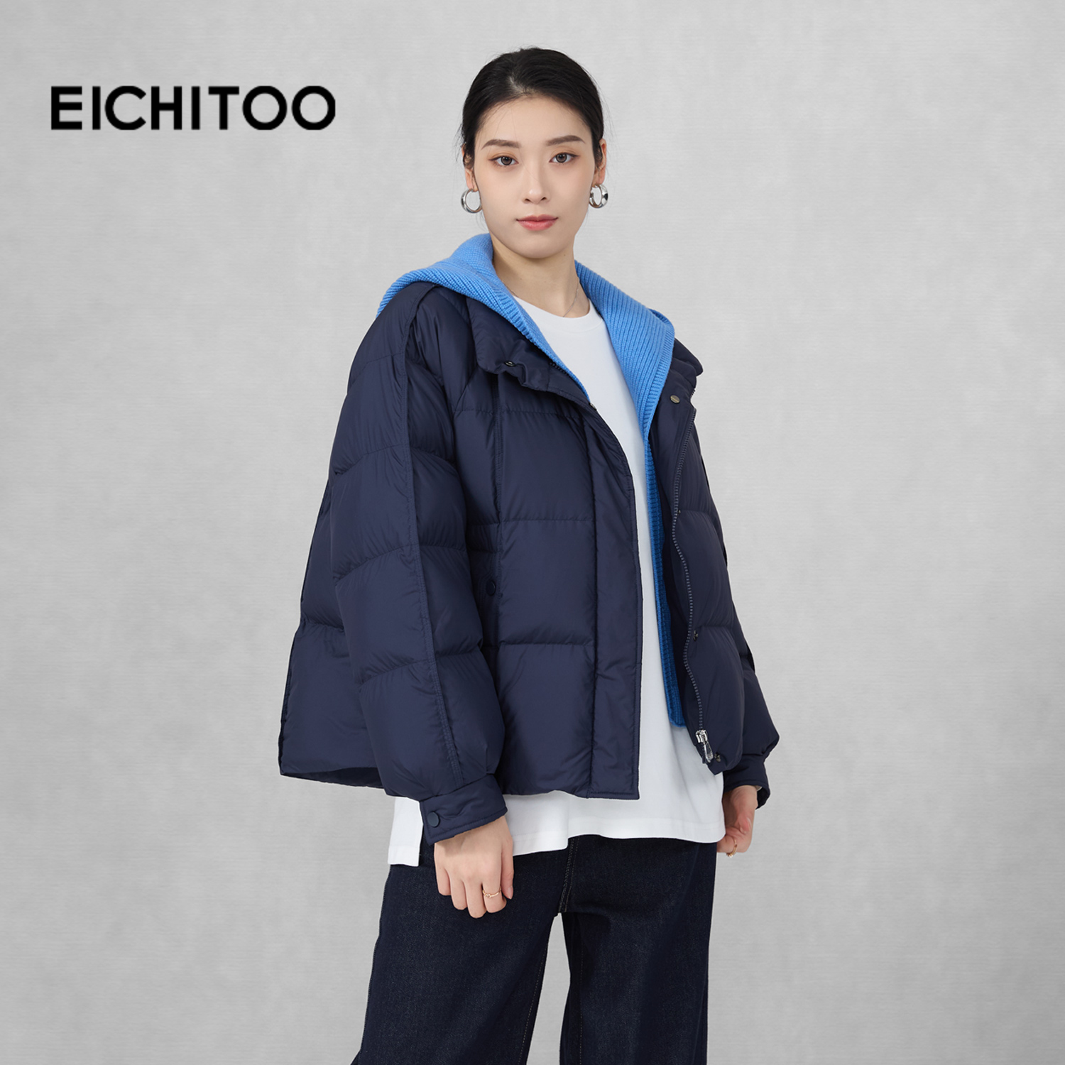 面料质感轻盈，视觉显瘦包容性强增加时尚度