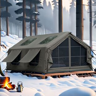 山约军绿全自动充气帐篷2024新款户外露营防暴雨加厚野营过夜装备