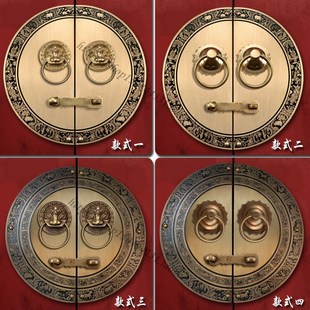 仿古大门拉手中式纯铜门环门锁z把手圆形老式木门门栓锁插销铜配