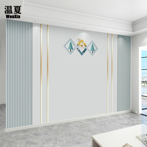 轻奢格栅线条f壁画电视机背景墙壁纸现代简约客厅沙发墙纸卧室墙