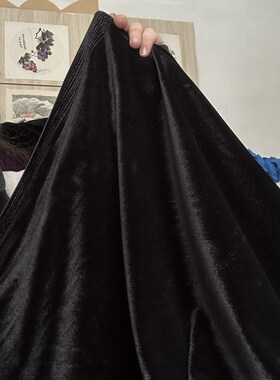 一米 黑色优质垂感金丝绒布料密丝绒 P桌布背景幕布面料