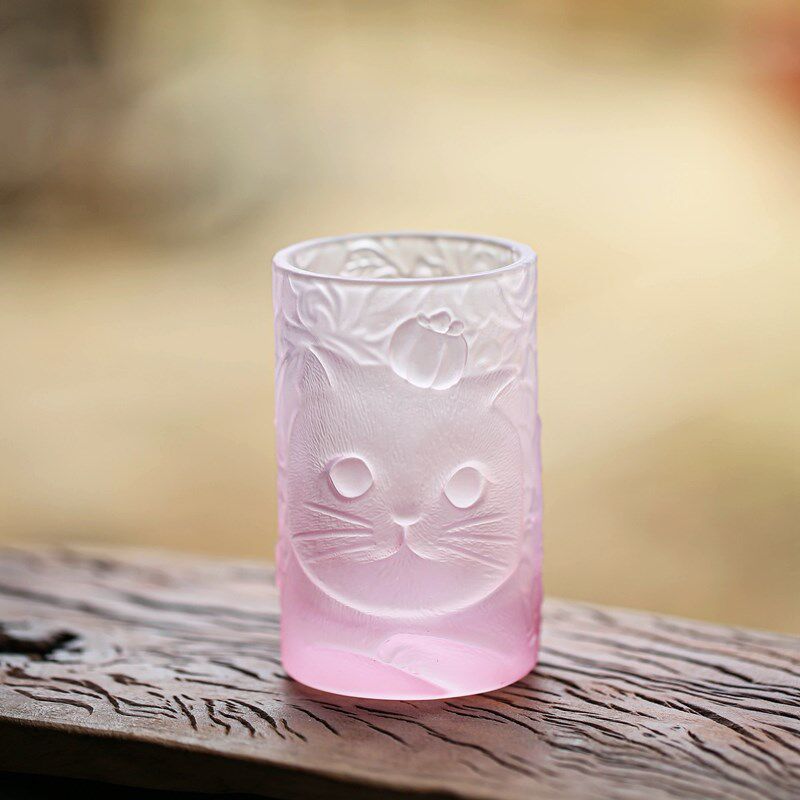 手工复古猫咪威士l忌白酒杯子家用烈酒杯玻璃小酒杯清酒酒具酒盅