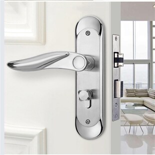 卧室房门锁 把手k 面板配件50中心卧室房间木门锁14孔距不锈钢门