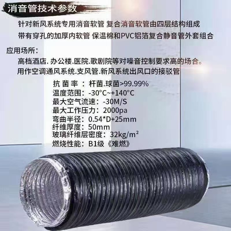 TPV新风消音管新风系统消音y器管道风机静音消声软管消音降噪软管 - 实物图
