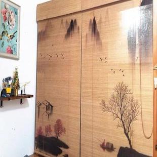 竹帘卷帘窗帘隔断背景墙装 饰来图定制遮阳隔热装 饰天然楠竹帘 包邮
