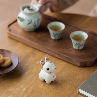 画续宜兴c手工紫砂梅花鹿茶宠小摆件精品可养高档可爱创意茶桌茶