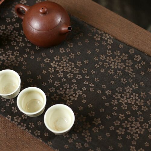 归鸿手工老料香云m纱双面茶席禅意古朴茶盘垫桌旗布艺桌布茶布桌