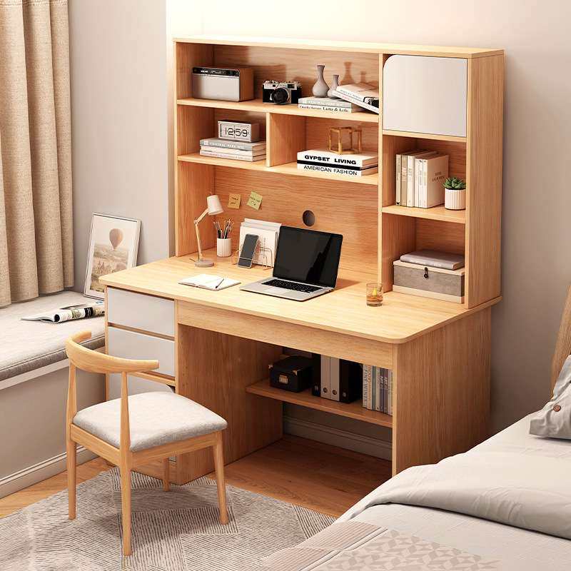 电脑桌台式家用书桌书架一体简约办公学习桌子椅子一套学生写字桌