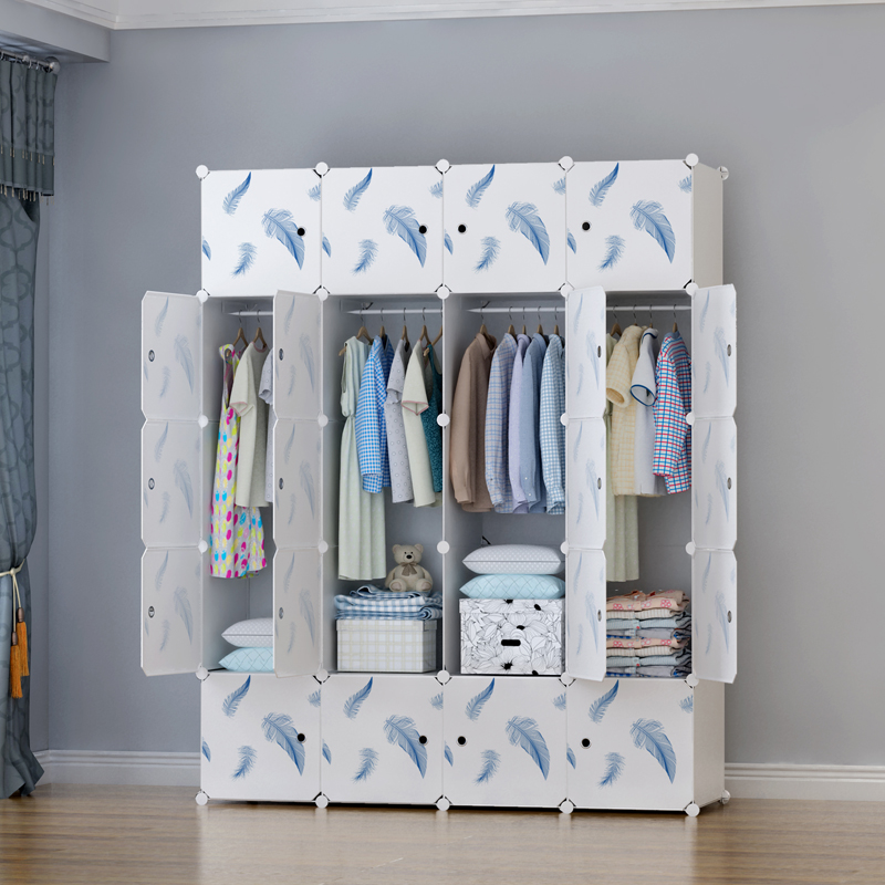 简易衣柜组装塑料衣橱卧室省空间宿舍仿实木布简约现代经济型柜子