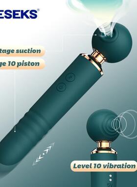 HESEKS 3 IN 1 Telescopic Dildo G Spot Vibrator Sucker Clitor