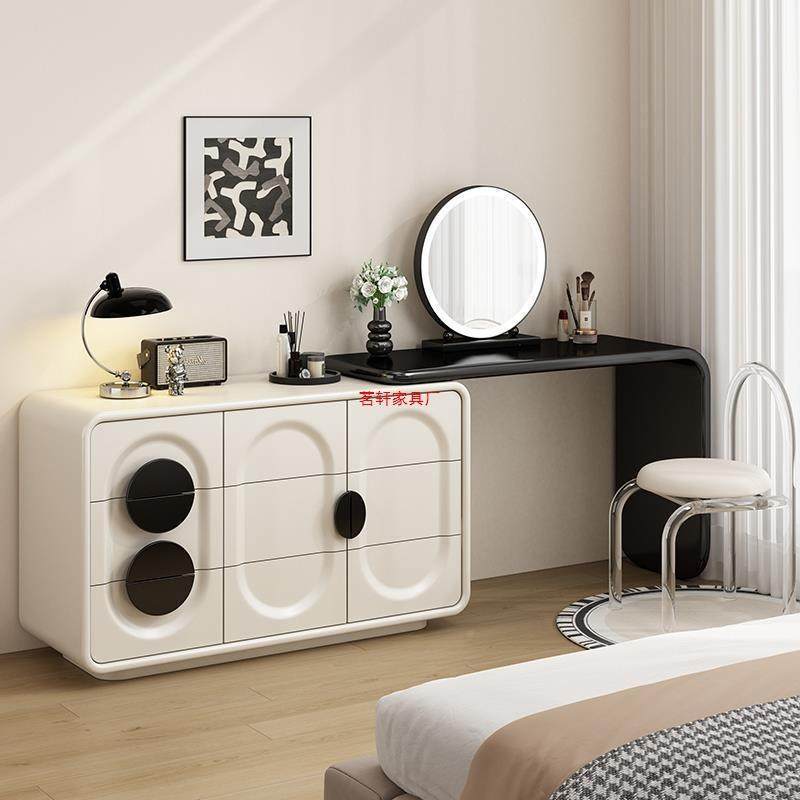 美WOD梳妆台卧室纳储物柜化妆桌简一体奶油约现收代卧式室床尾化