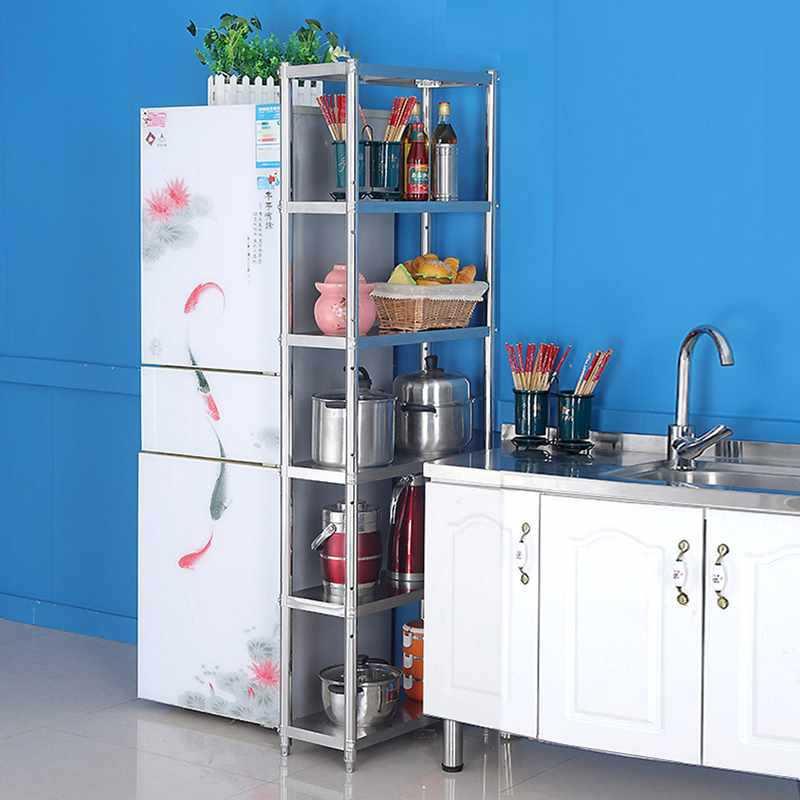 不锈钢厨房夹缝用物架落F9666HH8地多家侧边储物架置冰箱缝隙收纳