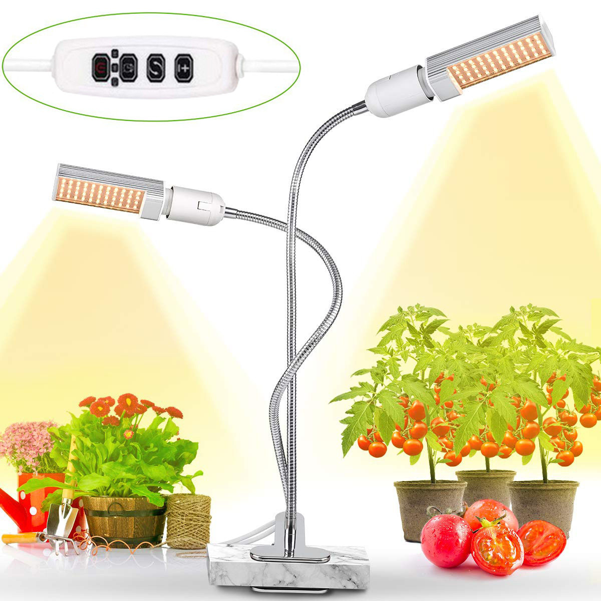 led植物灯夹子循环定时E27玉米室内头双头补光灯横插植物生长灯