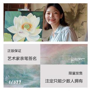 顺丰流抽水肌无品牌/生财系《玉露》蓝色手绘油画理象客厅餐列厅