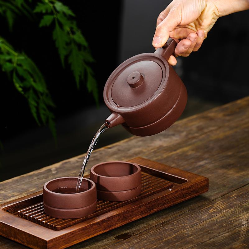 石磨壶紫砂套装壶常用月红全手工壶茶0002高档精品茶具家日式