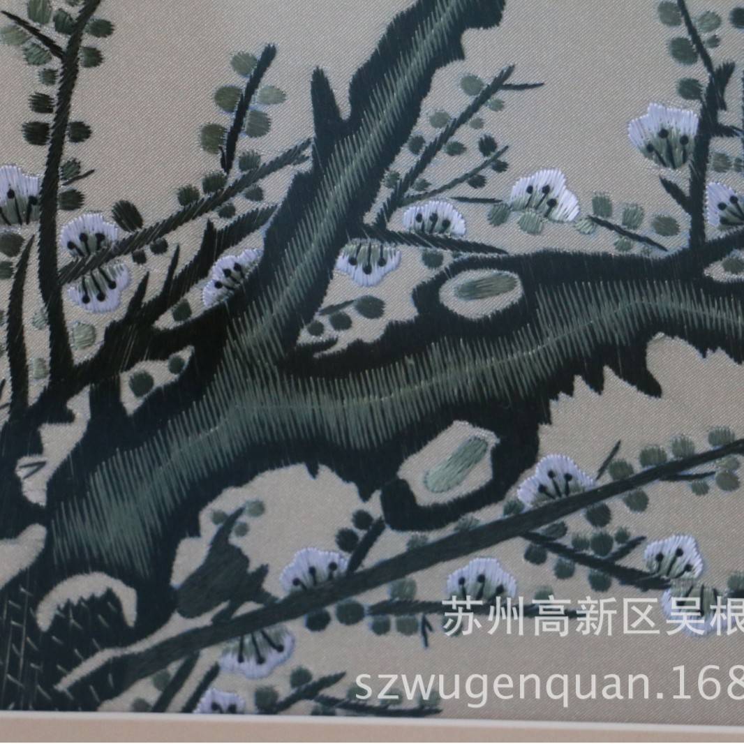 苏绣成品挂画客厅书房带框装饰画苏州手工刺绣画梅兰竹菊四联幅图片