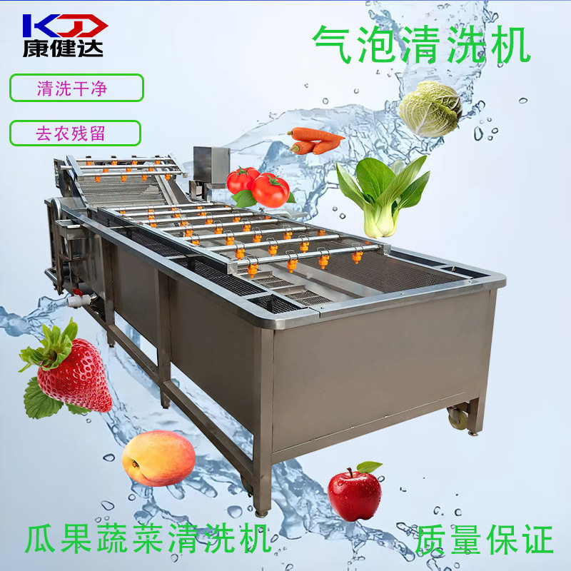 全自动果蔬清洗机 商用气泡喷淋式洗菜机 根茎类蔬菜清洗流水线