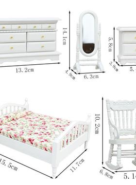 1：12迷你娃A1005-WH娃屋卧室套装6套dollhose12分娃用娃摆件ob1u