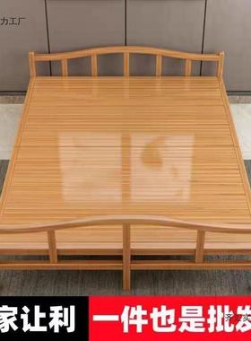 竹床JGD折叠简单双人家用午人休凉床成人出租房屋易床硬板木床竹