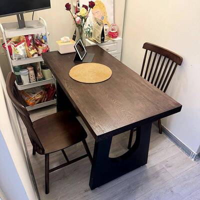 实木餐桌胡桃木OUC大色长客厅餐桌办椅大书桌工作台板一体会议公