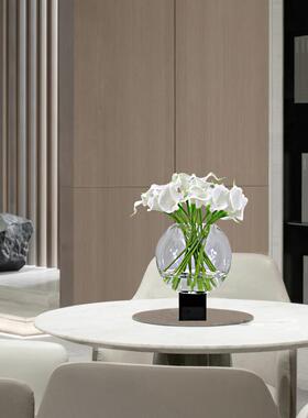 代现简约仿真手白色080感P洽U马蹄莲花艺软装茶几餐厅售楼部谈桌