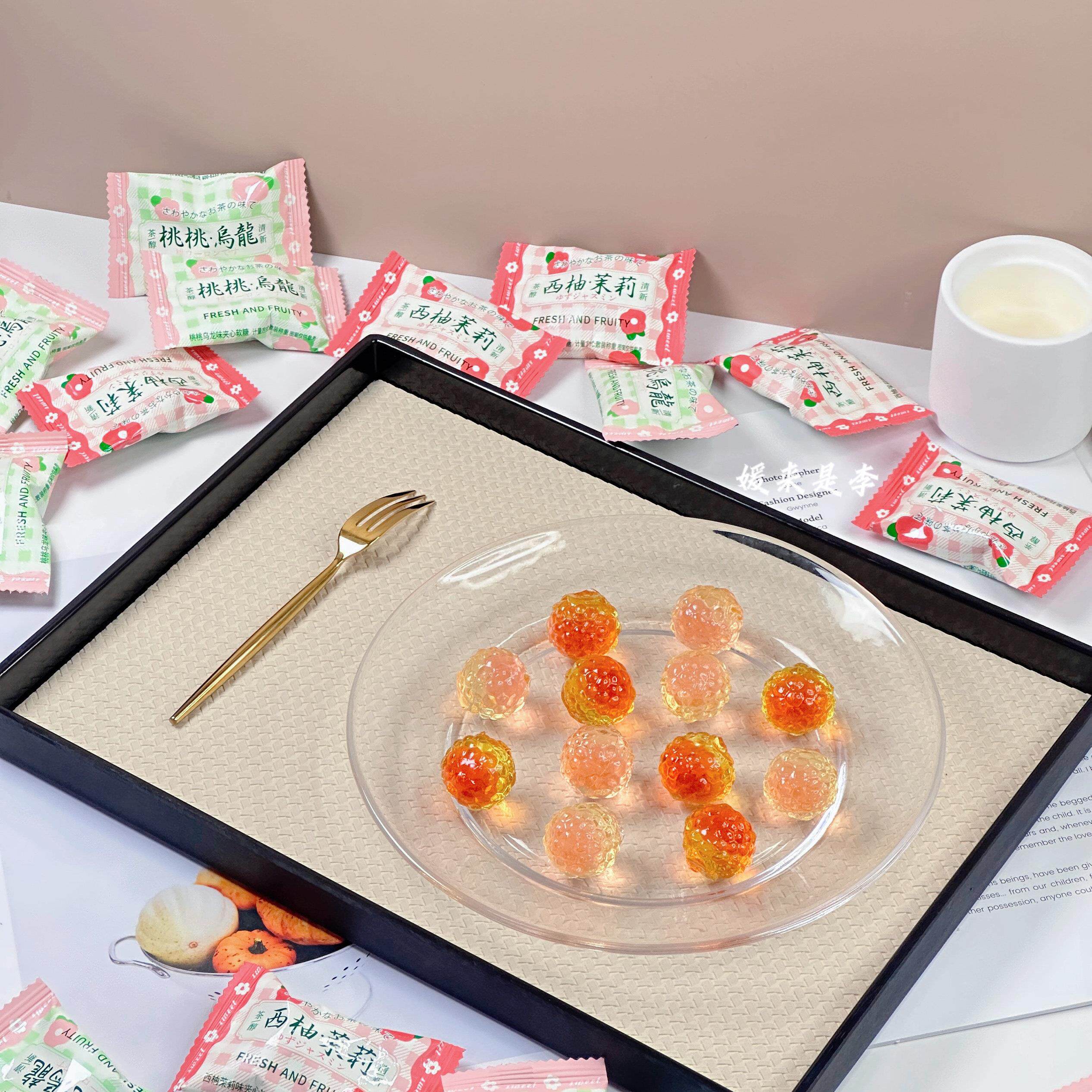 唯口爱桃桃乌龙西柚茉莉夹心软糖优质结婚喜糖果休闲茶点零食散装
