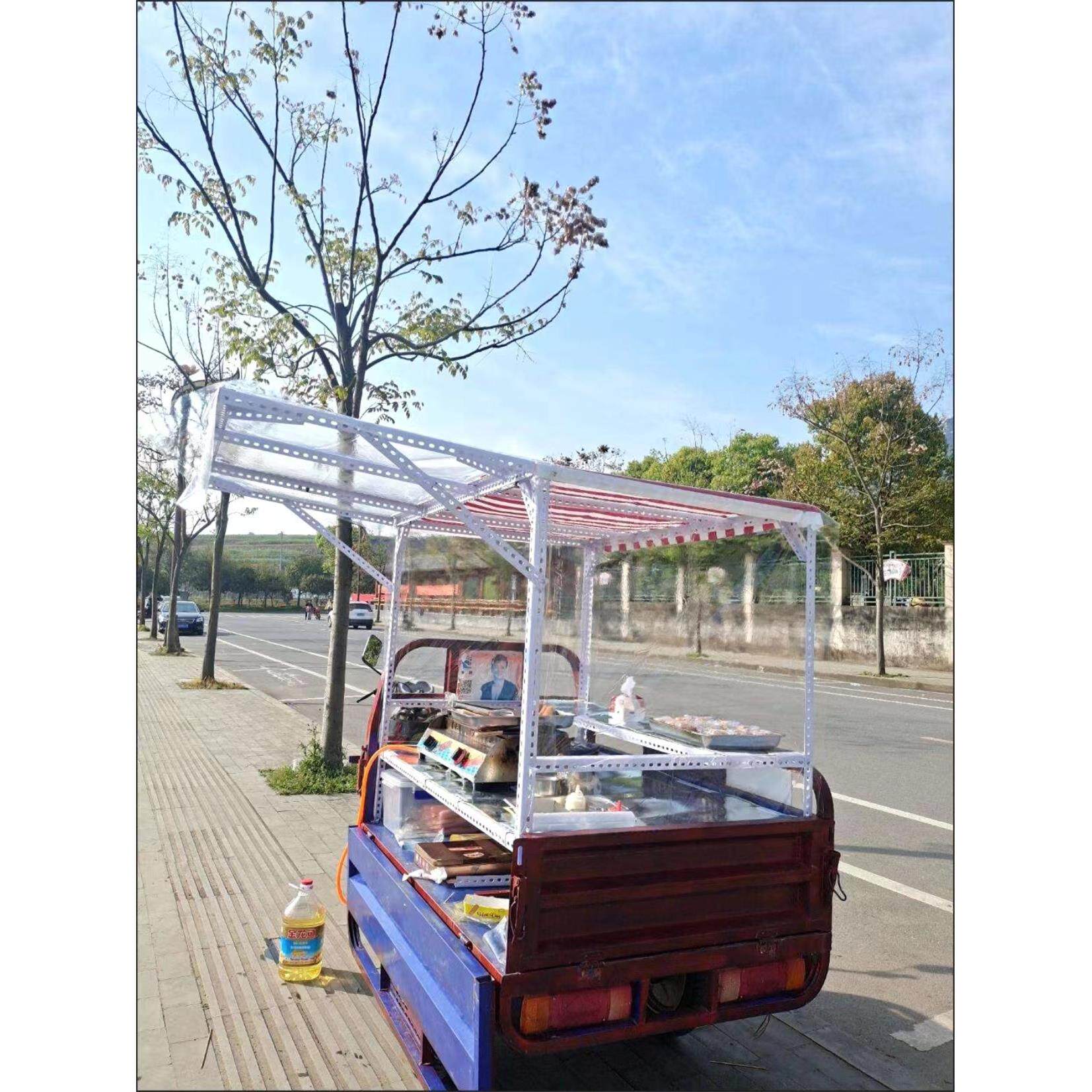 用三轮雨车摆摊遮棚街边摆专煎饼饭团小摊吃架子hro餐车炒粉烧烤