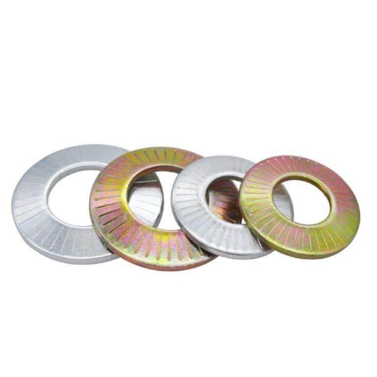 NFE25-511 法标碟形压花垫圈Φ3-Φ20蓝白锌 黄锌彩锌 65Mn弹簧钢