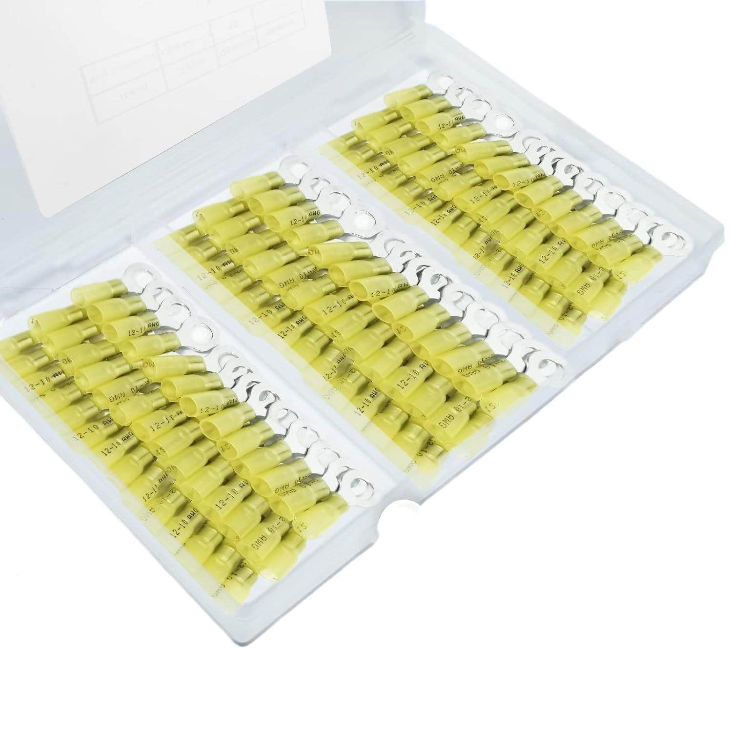 12PC线S盒装/热缩端子黄色HRV0热缩O型圆形环形绝缘防水接端子,电子元器件市场,连接器,淘宝优惠券,粉丝福利购,淘宝优惠卷
