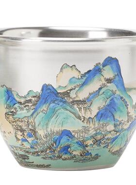 千里茶24JS02-2江山银主人杯单杯功夫小茶鎏档杯个人专用高泡具品