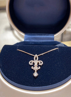 王后鸢尾花项链 女纯银18K黄金色玫瑰金白金镶钻流苏锁骨链高级潮