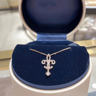 王后鸢尾花项链 女纯银18K黄金色玫瑰金白金镶钻流苏锁骨链高级潮