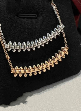 铆钉子弹头项链女纯银玫瑰金白金微笑锁骨链轻奢高级设计经典礼物