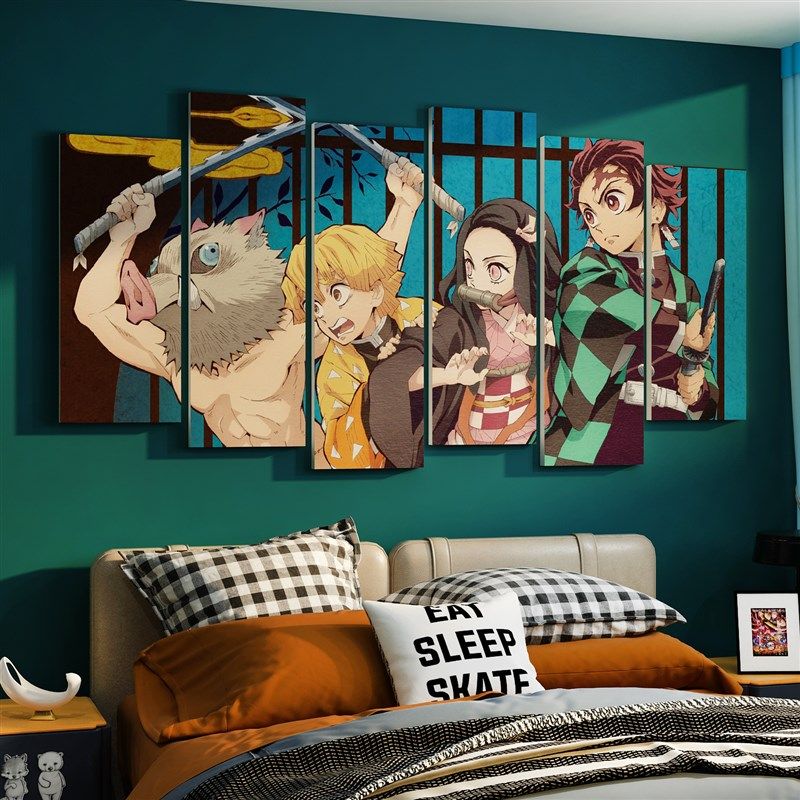 现货速发鬼灭海报墙贴纸画儿童房卧室墙壁面男生孩床头房间装饰品,家居饰品,文化墙贴,淘宝优惠券,粉丝福利购,淘宝优惠卷