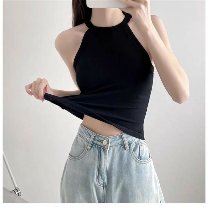 速发带胸垫一体莫代尔吊带背心春夏季大码内搭打底挂脖美背无袖上