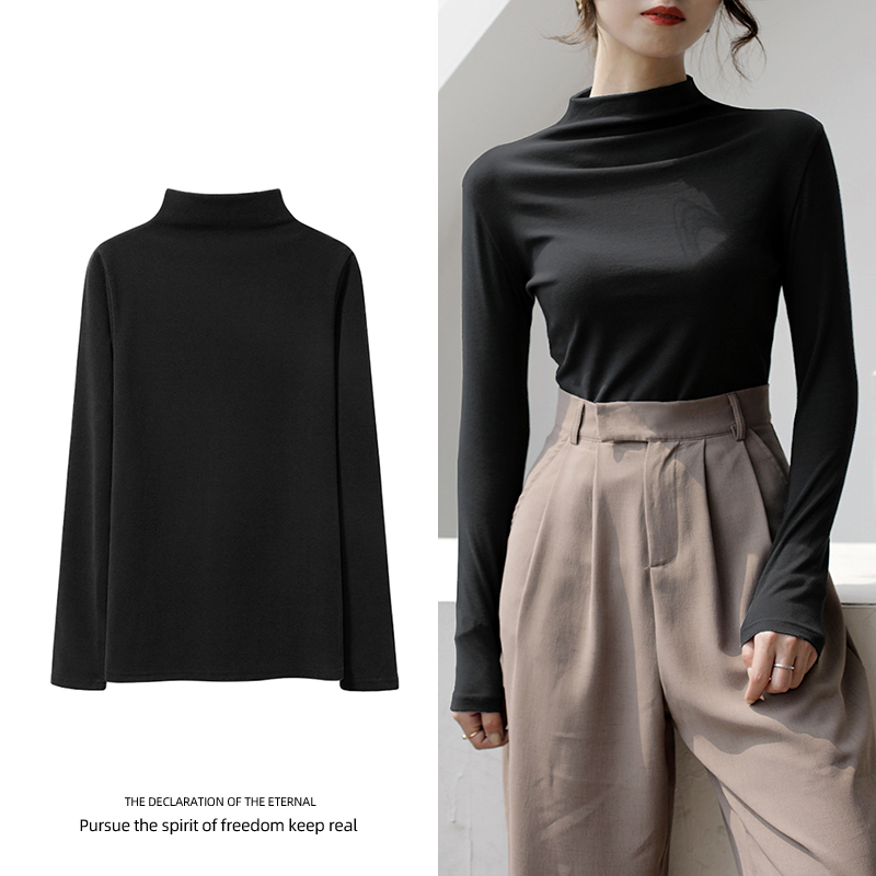 速发潮双面绒半高领加绒打底绒冬保暖衫码长袖磨毛德大上衣