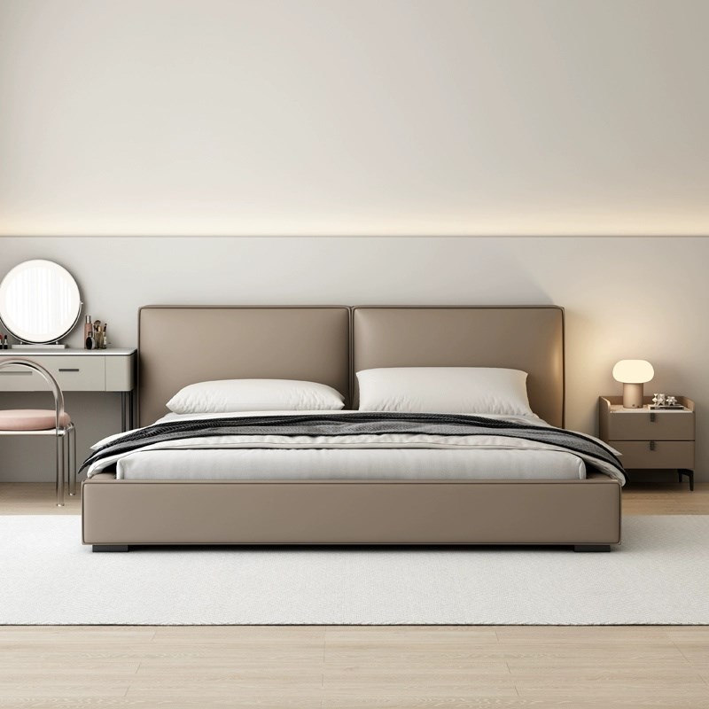 速发意式极婚床简约双人床小户主储物皮床1.8m型卧简床