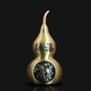 速发工式黄百麒麟纳福招财空心葫芦铜福金属中艺品办公室客厅制品